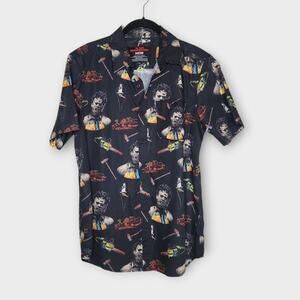 Texas Chainsaw Massacre MOB Middle of Beyond Button Down Shirt Black Men’s Small